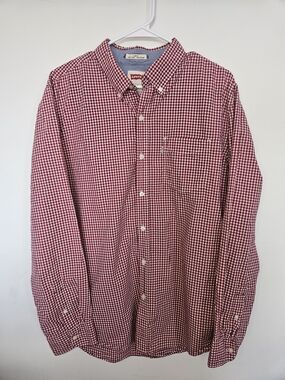 Levi's Men's Slim Fit Red White Gingham Checkered Button Down Shirt XL